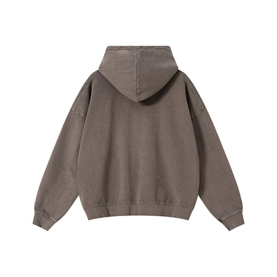 Heavyweight Washed Cotton Zip-Up Hoodie