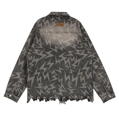 Loose Lighting Pattern Hip-hop Designer Denim Jacket