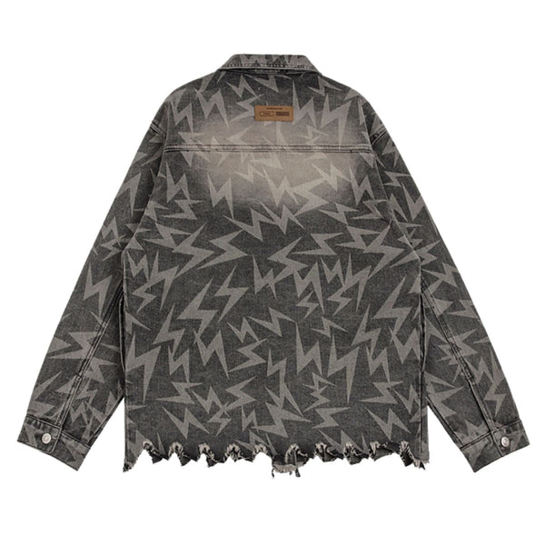 Loose Lighting Pattern Hip-hop Designer Denim Jacket