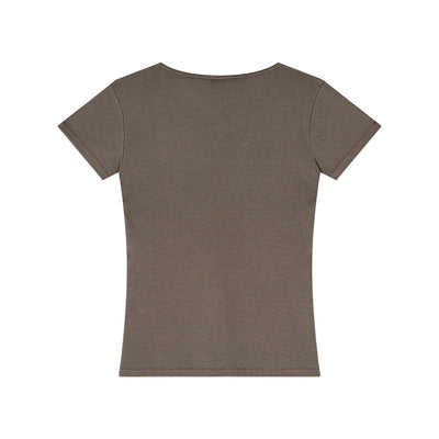Fitted Rib-Knit V Neck T-Shirt 275gsm