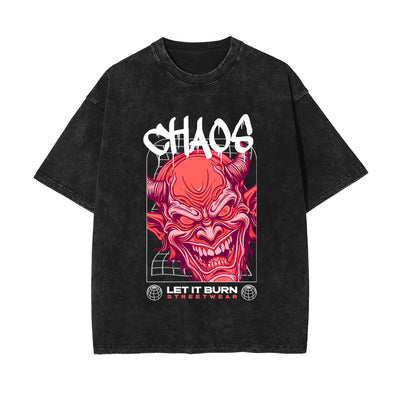 Chaos Red Devil Streetwear Graphic Tee-INNBLAC