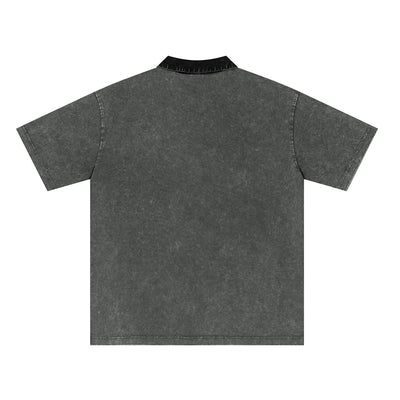 Washed Contrast Color Polo Shirt 285gsm