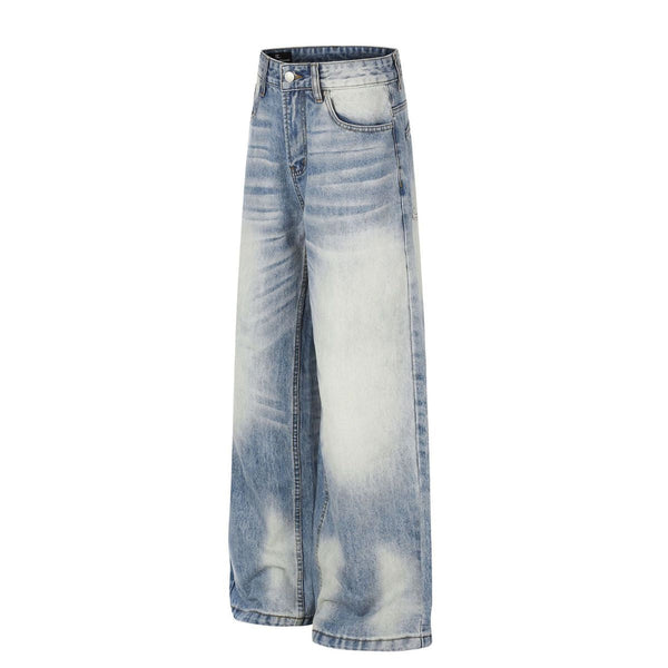 Vintage Light Wash Wide Leg Jeans with Whiskered Fade