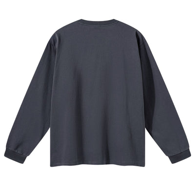Solid Loose Fit Side Split Hem Long Sleeve T-Shirt
