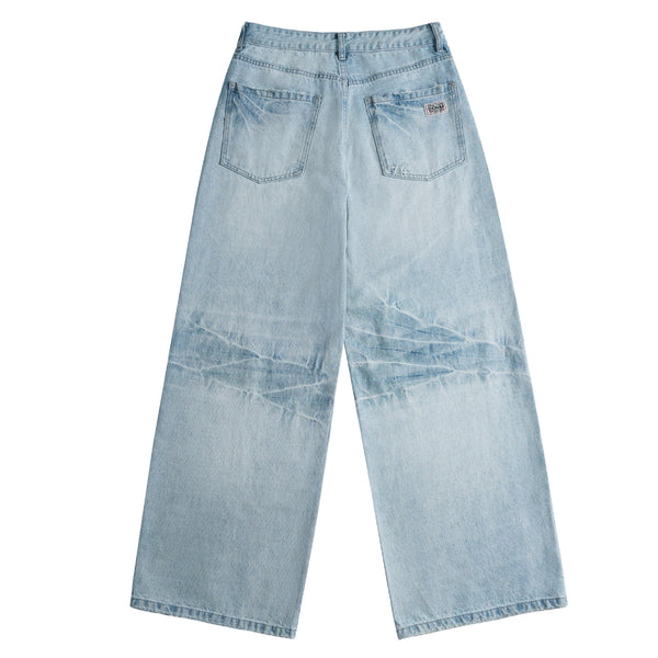 Light Wash Ghost Claw Baggy Wide Leg Denim Jeans