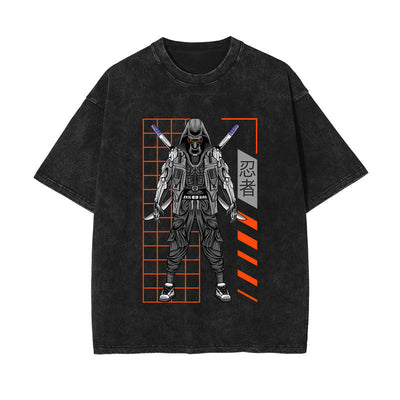 Urban Ninja Stone Wash Graphic Tee-INNBLAC