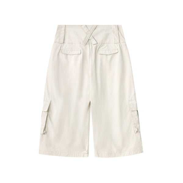 High-Waist Multi-Pocket Cargo Bermuda Shorts