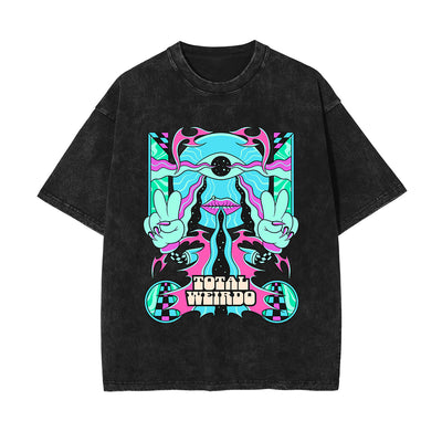 Total Weirdo Stone Wash Graphic Tee-INNBLAC