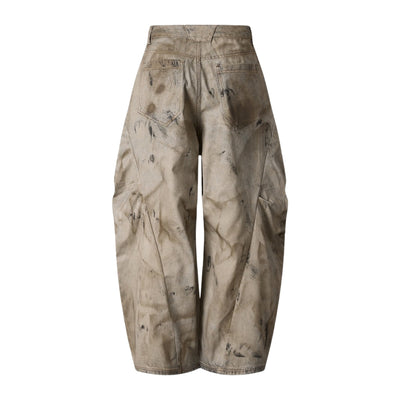 Muddy Wash Denim Texture Loose-Fit Jeans