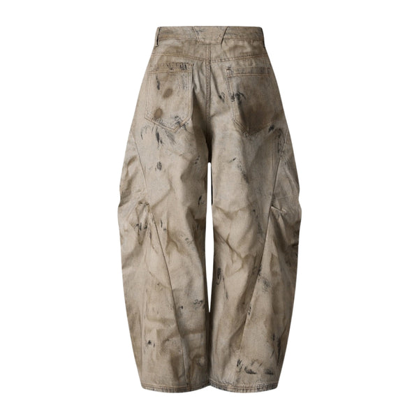 Muddy Wash Denim Texture Loose-Fit Jeans