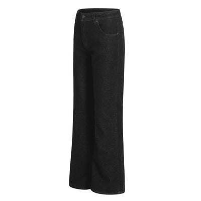 Men's Raw Denim Flare Straight Pants Clean Fit Minimal Street