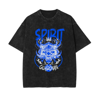 Spirit Guardian Japanese Stone Wash Graphic Tee-INNBLAC