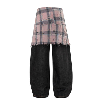 Minimalist Striped Check Relaxed Fit Casual Pants