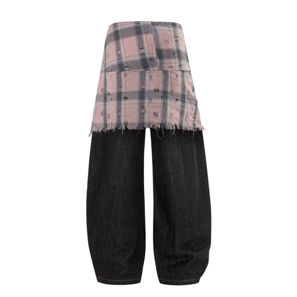 Minimalist Striped Check Relaxed Fit Casual Pants