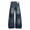 Men's Paint Splatter Washed Denim Wide Leg Pants Distressed Unique