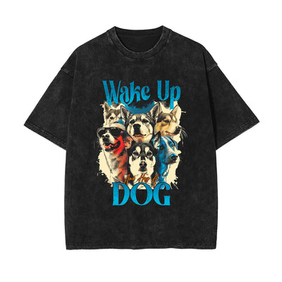 Cute Puppy Stone Wash Graphic Tee-INNBLAC