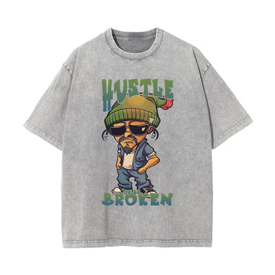 Streetwear Stone Wash Graphic Tee-INNBLAC
