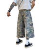 Camo Print Relaxed Fit Denim Capri Shorts