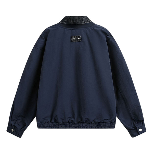 Men’s Retro Spring Faux Two-Piece Patchwork Denim Jacket