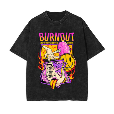 Burn Out Stone Wash Graphic Tee-INNBLAC