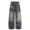Men's Loose Denim Pants Washed Distressed Vintage Street