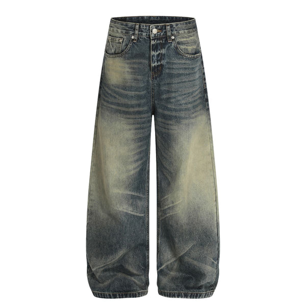 Men's Loose Denim Pants Washed Distressed Vintage Street