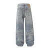 Vintage Washed Distressed Wide Leg Straight Jeans