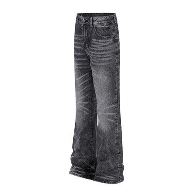 Vintage Washed Black Flared Denim Jeans