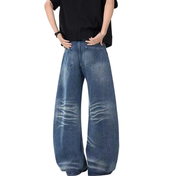 Vintage Slub Wash Barrel Leg Denim Jeans