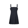Dark Denim Corset-Inspired Pleated Dress