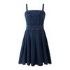 A-Line Sleeveless Denim Midi Dress