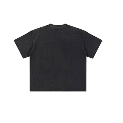 Wax Dyed Distressed Raw Hem Streetwear T Shirt