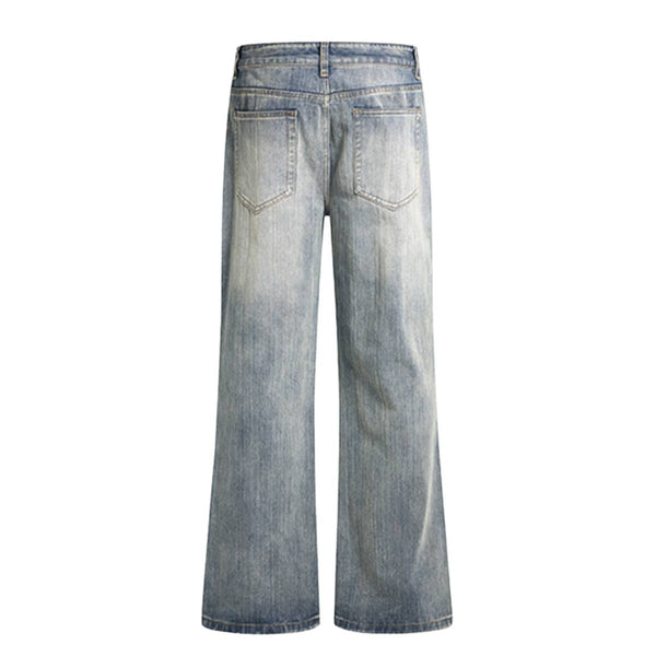 Gradient Washed High Rise Curved Leg Loose Wide Leg Denim Jeans