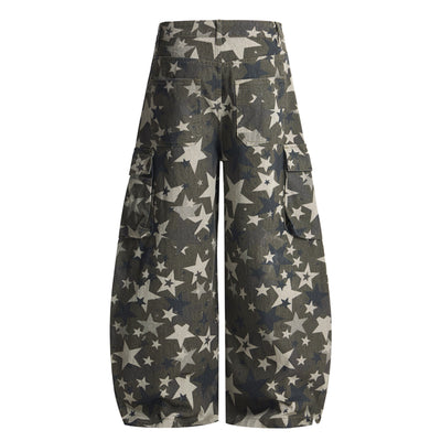 Star Print Oversized Cargo Pants