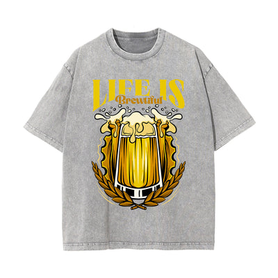 Life is Brewtiful Graphic Washed Tee-INNBLAC