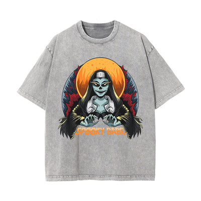 Spooky Babe Graphic Washed Tee-INNBLAC