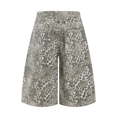 Retro Leopard Baggy Bermuda Shorts
