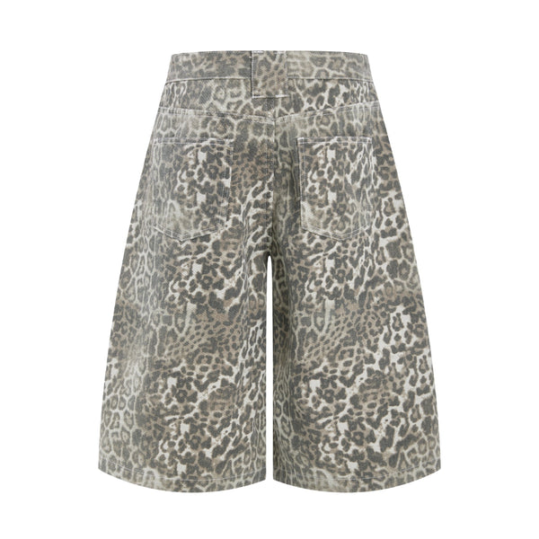 Retro Leopard Baggy Bermuda Shorts