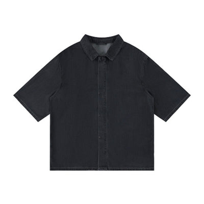 Cotton Washed Oversized Denim Collar Tee