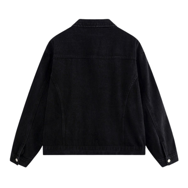 Unisex Loose Retro Workwear Washed Denim Jacket