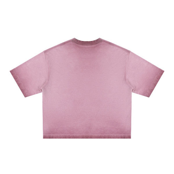 Washed Cotton Boxy Cropped Crew Neck Tee