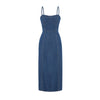 Spaghetti Straps Fitted Denim Midi Dress