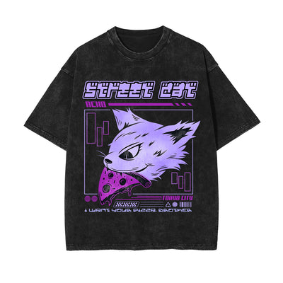 Street Cat Y2K Japanese Graphic Tee-INNBLAC