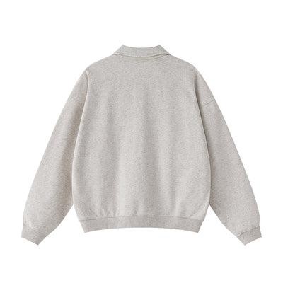 Relaxed Zip-Front Solid Color Sweatshirt