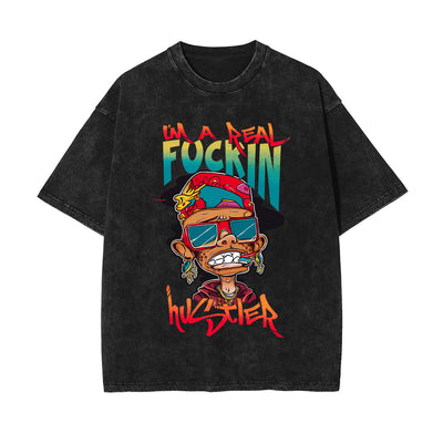 Streetwear Stone Wash Graphic Tee-INNBLAC