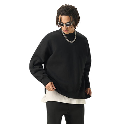 Solid Color Side-Split Fleece Sweatshirt