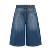 Retro Washed Denim Wide-Leg Bermuda Short