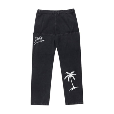 Solid Embroidered Relaxed Straight Leg Jeans