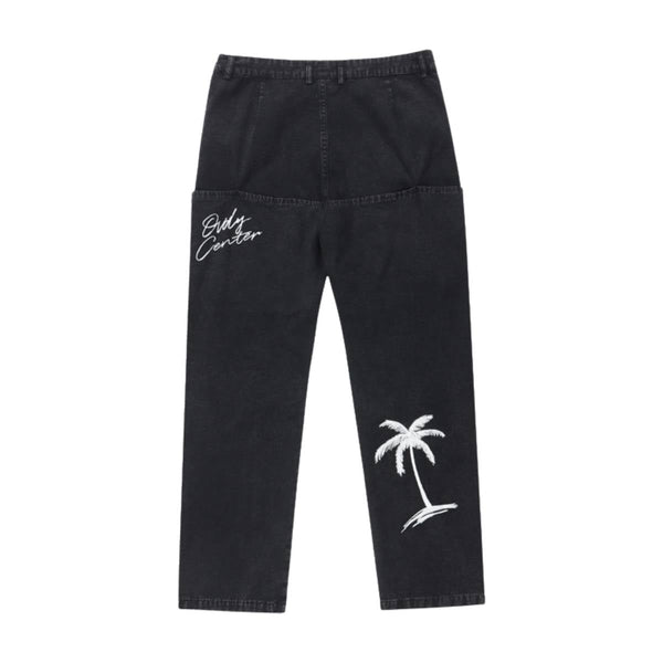 Solid Embroidered Relaxed Straight Leg Jeans