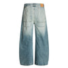 Men's Washed Denim Punk Wide-Leg Work Pants